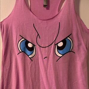 Pink Tank Top with Cartoon Eyes